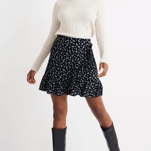 Madewell ruffle-wrap mini skirt in baby’s breath